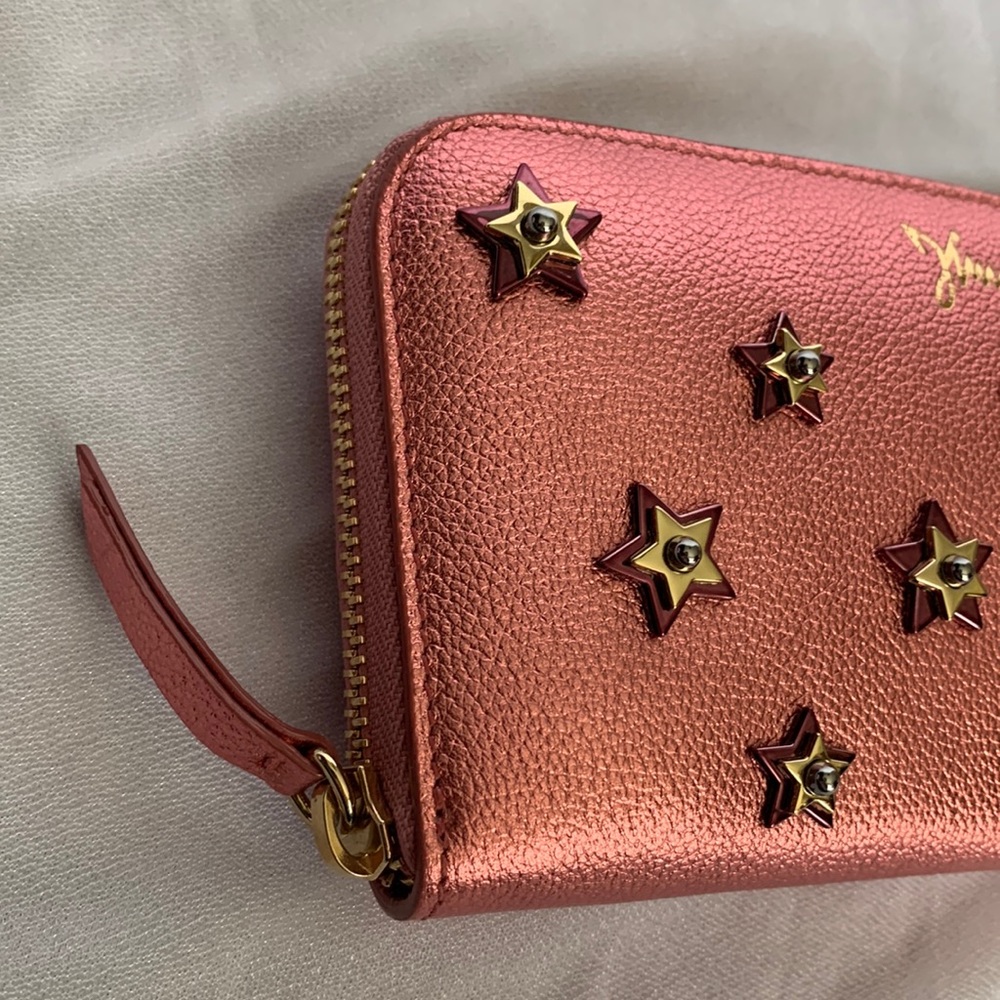 Brand New Jimmy Choo Filipa Wallet Metallic Pink with Star Appliqué - Picture 2 of 8